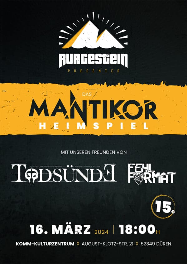 Ticket: MANTIKOR Heimspiel 2024 (Support: Todsünde, Fehlformat) – Bild 2